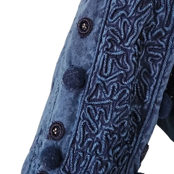 NEW Soft Surroundings Cropped Jacket Large Theodora Blue Bolero Boho Festival - Picture 2 of 7